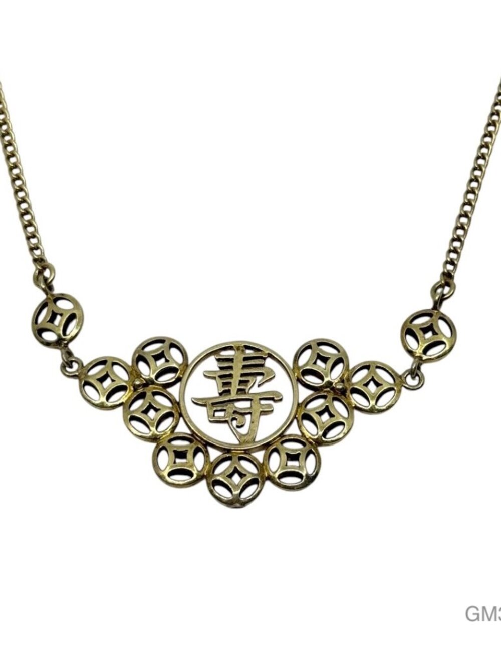 Vintage gold over sterling silver asian necklace - GM312